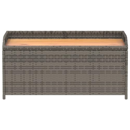 INLIFE Bank mit Stauraum Grau 100x50x52 cm Poly Rattan Akazienholz,Möbel,Gartenmöbel,Gartensitzmöbel,Gartenbänke,Grau,13.6 KG,365950 von INLIFE