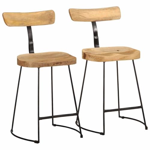 INLIFE Barhocker 2 STK. 49x43x79 cm Mango Massivholz,Möbel,Stühle,Barhocker,Braun,12.2 KG,4013523 von INLIFE