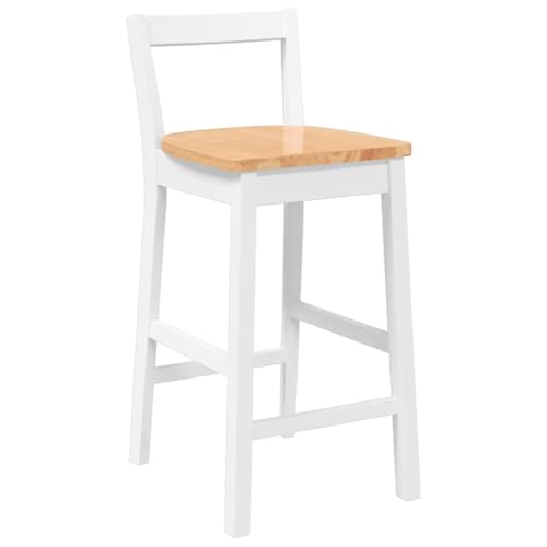 INLIFE Barhocker 2 STK. Weiß Massivholz Gummibaum,Möbel,Stühle,Barhocker,Weiß,10.9 KG,4102589 von INLIFE