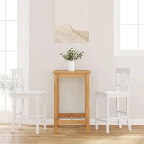 INLIFE Barhocker 2 STK. Weiß Massivholz Gummibaum,Möbel,Stühle,Barhocker,Weiß,12.6 KG,4102553 von INLIFE