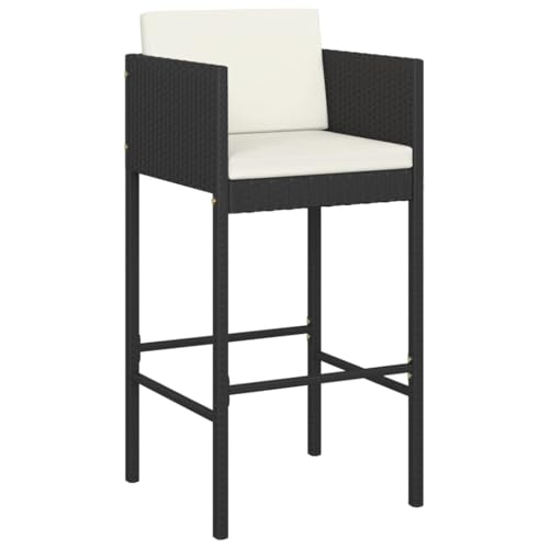 INLIFE Barhocker 2 STK. mit Kissen Schwarz Poly Rattan,Möbel,Gartenmöbel,Gartensitzmöbel,Gartenstühle,Schwarz,15.8 KG,316673 von INLIFE