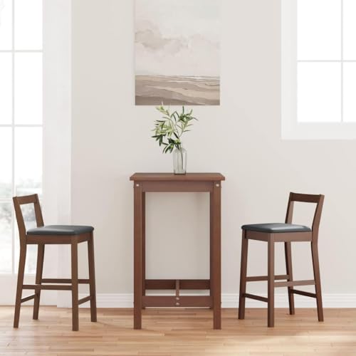 INLIFE Barhocker mit Kissen 2 STK. Braun Massivholz Gummibaum,Möbel,Stühle,Barhocker,Braun,10.9 KG,4102585 von INLIFE