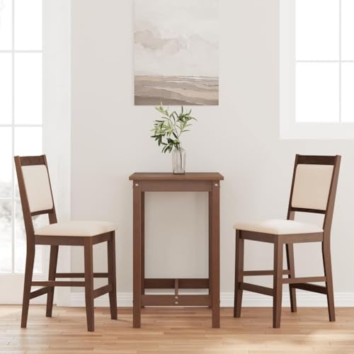 INLIFE Barhocker mit Kissen 2 STK. Braun Massivholz Gummibaum,Möbel,Stühle,Barhocker,Braun,16.6 KG,4102563 von INLIFE