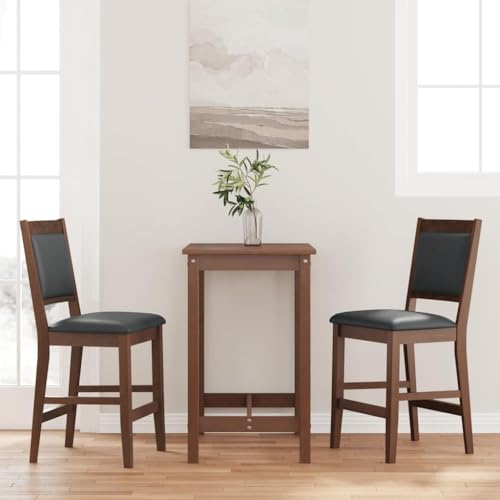 INLIFE Barhocker mit Kissen 2 STK. Braun Massivholz Gummibaum,Möbel,Stühle,Barhocker,Braun,16.6 KG,4102564 von INLIFE