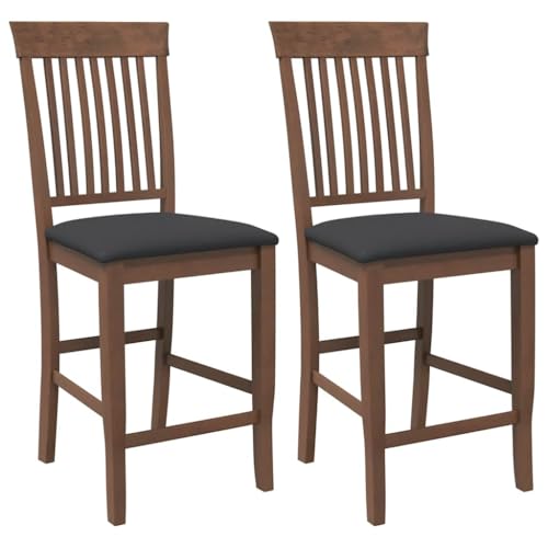 INLIFE Barhocker mit Kissen 2 STK. Braun Massivholz Gummibaum,Möbel,Stühle,Barhocker,Braun,17.9 KG,4102569 von INLIFE