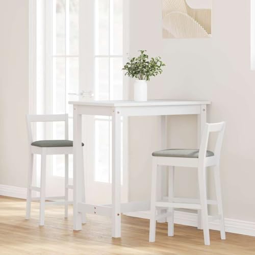 INLIFE Barhocker mit Kissen 2 STK. Weiß Massivholz Gummibaum,Möbel,Stühle,Barhocker,Weiß,10.9 KG,4102588 von INLIFE