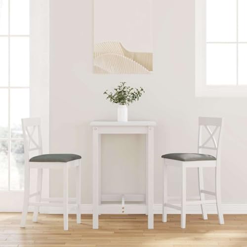 INLIFE Barhocker mit Kissen 2 STK. Weiß Massivholz Gummibaum,Möbel,Stühle,Barhocker,Weiß,12.6 KG,4102551 von INLIFE