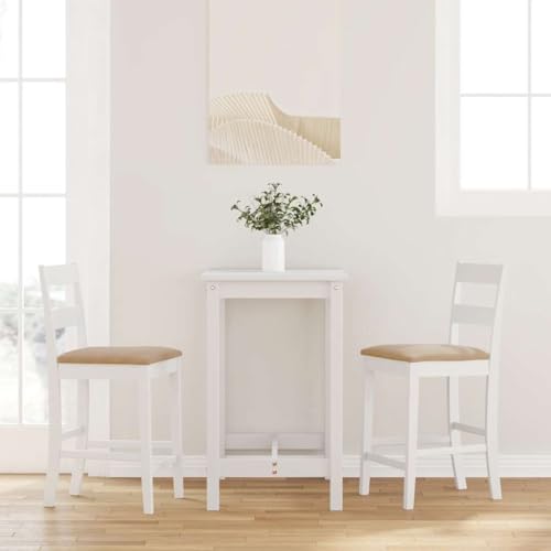 INLIFE Barhocker mit Kissen 2 STK. Weiß Massivholz Gummibaum,Möbel,Stühle,Barhocker,Weiß,13.8 KG,4102562 von INLIFE