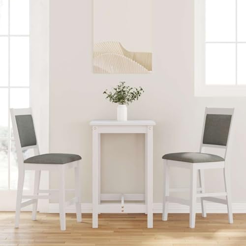 INLIFE Barhocker mit Kissen 2 STK. Weiß Massivholz Gummibaum,Möbel,Stühle,Barhocker,Weiß,16.6 KG,4102566 von INLIFE