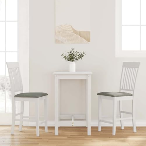 INLIFE Barhocker mit Kissen 2 STK. Weiß Massivholz Gummibaum,Möbel,Stühle,Barhocker,Weiß,17.9 KG,4102572 von INLIFE
