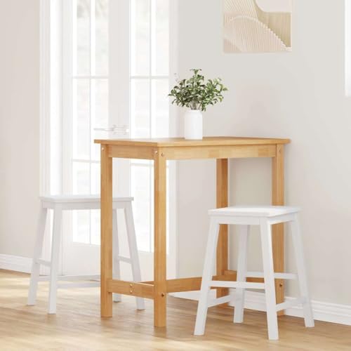 INLIFE Barstühle 2 STK. Weiß Massivholz Gummibaum,Möbel,Stühle,Barhocker,Braun,12.9 KG,4102582 von INLIFE
