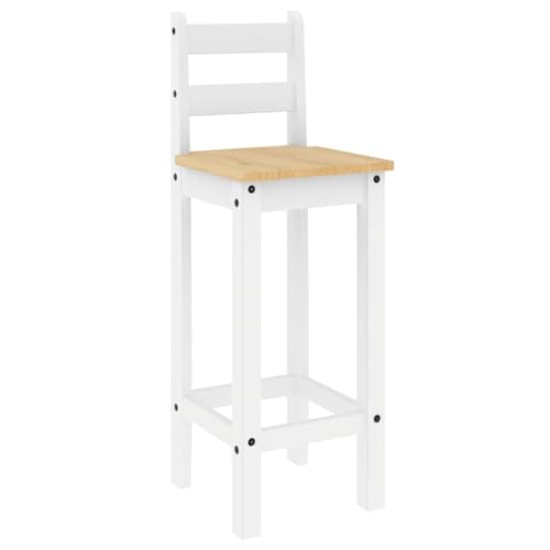 INLIFE Barstühle 2 STK. Weiß Massivholz Kiefer,Möbel,Möbelgarnituren,Essgruppen,White,12.4 KG,4005695 von INLIFE
