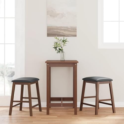 INLIFE Barstühle mit Kissen 2 STK. Braun Massivholz Gummibaum,Möbel,Stühle,Barhocker,Braun,12.9 KG,4102577 von INLIFE