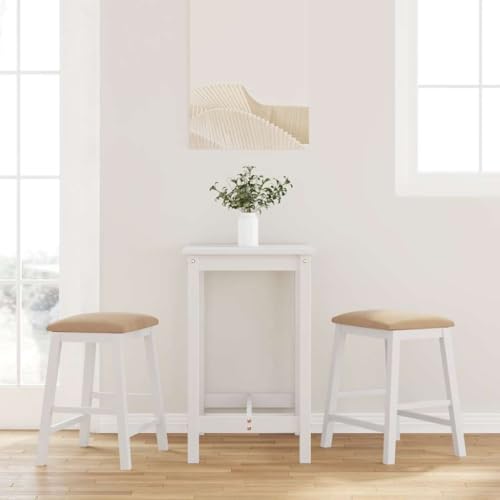 INLIFE Barstühle mit Kissen 2 STK. Weiß Massivholz Gummibaum,Möbel,Stühle,Barhocker,Braun,11.8 KG,4102583 von INLIFE