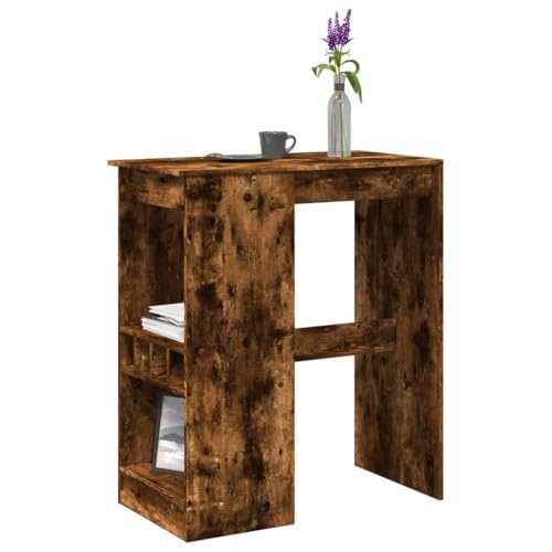 INLIFE Bartisch mit Regal Räuchereiche 90x47,5x103,5 cm Holzwerkstoff,Möbel,Tische,Esstische,Braun,29.2 KG,854341 von INLIFE