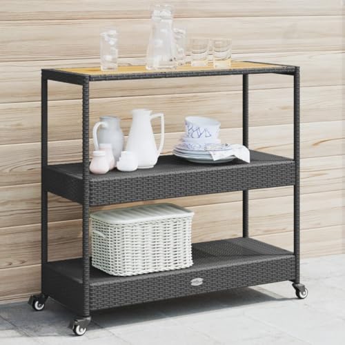 INLIFE Barwagen 3 Böden Schwarz Poly Rattan und Massivholz Akazie,Möbel,Kücheninseln & Küchenwagen,Küchenwagen,Schwarz,13.6 KG,368723 INLIFE Barwagen 3 Böden Schwarz Poly Rattan und Massivholz Akazie,Möbel,Kücheninseln & Küchenwagen,Küchenwagen,Schwarz,13.6 KG,368723 von INLIFE