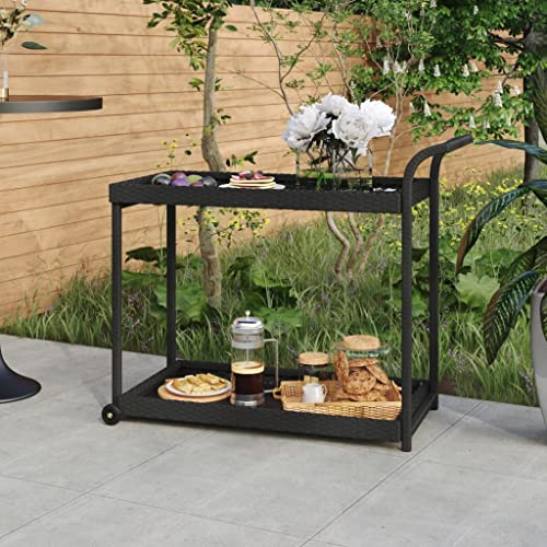 INLIFE Barwagen Schwarz 100x45x83 cm Poly Rattan von INLIFE