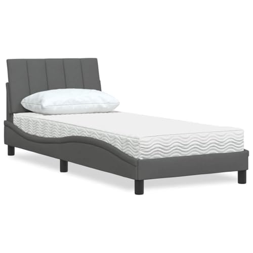 INLIFE Bett mit Matratze Hanko Dunkelgrau 80x200 cm Stoff,Möbel,Betten & Zubehör,Betten & Bettgestelle,Grau,31.95 KG,3310490 von INLIFE