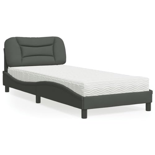 INLIFE Bett mit Matratze Hvar Dunkelgrau 90x200 cm Stoff,Möbel,Betten & Zubehör,Betten & Bettgestelle,Grau,35.25 KG,3208507 von INLIFE