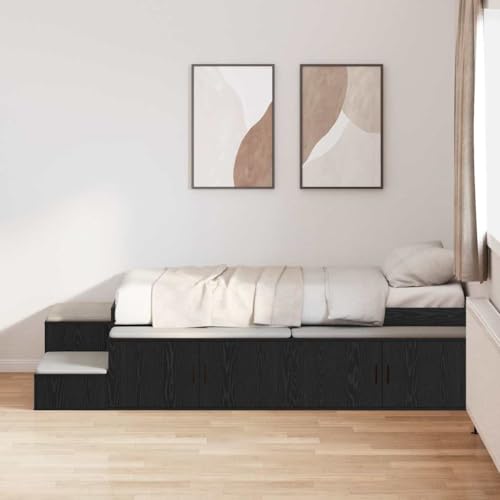 INLIFE Bett mit Stauraum mit Tür Schwarze Eiche 234 x 103 x 53.5 cm,Möbel,Betten & Zubehör,Betten & Bettgestelle,Schwarz,76.75 KG,3335590 von INLIFE