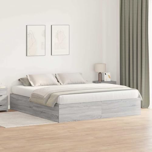 INLIFE Bettgestell Grau Sonoma 200 x 180 x 31.5 cm Holzwerkstoff,Möbel,Betten & Zubehör,Betten & Bettgestelle,Grau,106 KG,3335402 von INLIFE