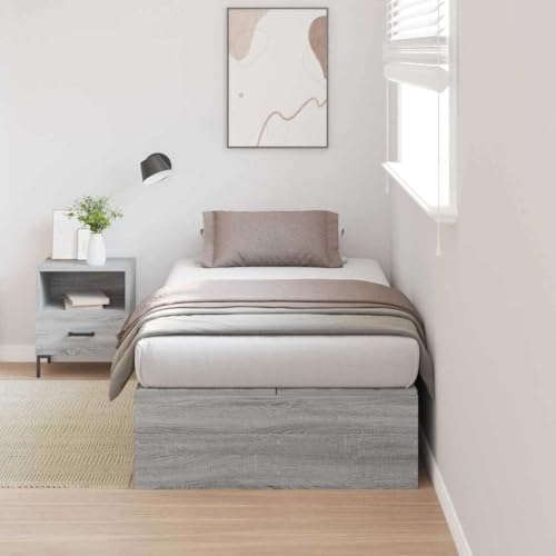 INLIFE Bettgestell Grau Sonoma 200 x 90 x 31.5 cm Holzwerkstoff,Möbel,Betten & Zubehör,Betten & Bettgestelle,Grau,58.2 KG,3335346 von INLIFE