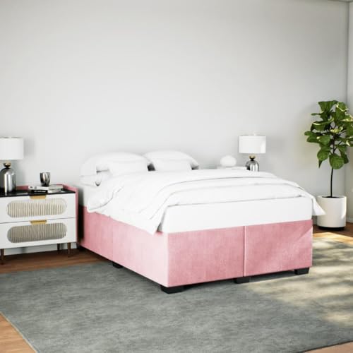 INLIFE Bettgestell Rosa 140x190 cm Samt,Möbel,Betten & Zubehör,Betten & Bettgestelle,Rosa,48.4 KG,3284636 von INLIFE