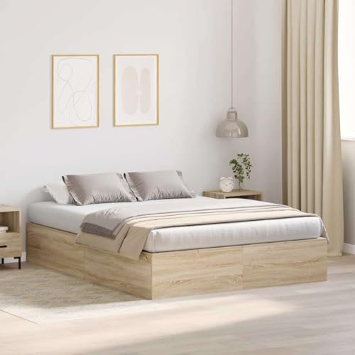 INLIFE Bettgestell Sonoma Eiche 200 x 160 x 31.5 cm Holzwerkstoff,Möbel,Betten & Zubehör,Betten & Bettgestelle,Braun,100 KG,3335391 von INLIFE