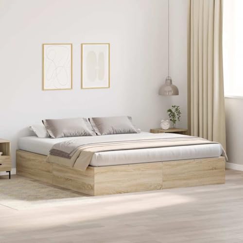 INLIFE Bettgestell Sonoma Eiche 200 x 180 x 31.5 cm Holzwerkstoff,Möbel,Betten & Zubehör,Betten & Bettgestelle,Braun,106 KG,3335399 von INLIFE