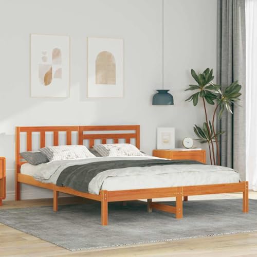 INLIFE Bettgestell Wachsbraun 120 x 200 cm Massivholz Kiefer,Möbel,Betten & Zubehör,Betten & Bettgestelle,Braun,20.9 KG,872235 von INLIFE