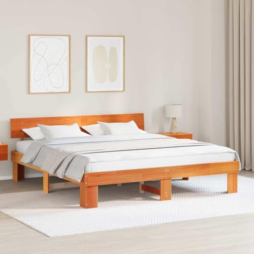 INLIFE Bettgestell Wachsbraun 180 x 200 cm Massivholz Kiefer,Möbel,Betten & Zubehör,Betten & Bettgestelle,Braun,28.3 KG,872559 von INLIFE