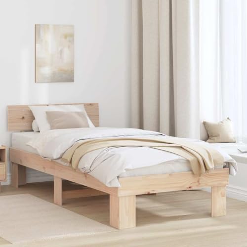 INLIFE Bettgestell mit Kopfteil Braun 80 x 200 cm Massivholz Kiefer,Möbel,Betten & Zubehör,Betten & Bettgestelle,Braun,15.9 KG,872587 von INLIFE
