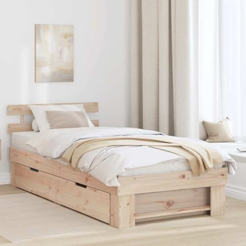INLIFE Bettgestell mit Kopfteil Braun 90 x 200 cm Massivholz Kiefer,Möbel,Betten & Zubehör,Betten & Bettgestelle,Braun,25.3 KG,872542 von INLIFE