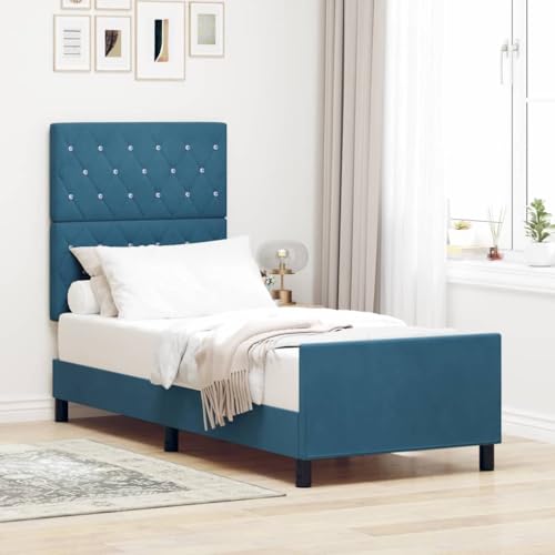 INLIFE Bettgestell mit Kopfteil Dunkelblau 80 x 200 cm Samt,Möbel,Betten & Zubehör,Betten & Bettgestelle,Dunkelblau,26.9 KG,3344841 von INLIFE