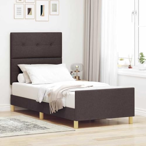 INLIFE Bettgestell mit Kopfteil Dunkelbraun 100 x 200 cm Stoff,Möbel,Betten & Zubehör,Betten & Bettgestelle,Dunkelbraun,29.8 KG,3344707 von INLIFE