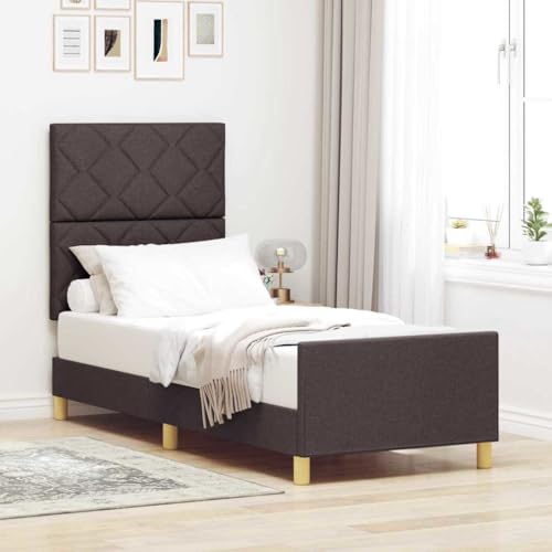 INLIFE Bettgestell mit Kopfteil Dunkelbraun 80 x 200 cm Stoff,Möbel,Betten & Zubehör,Betten & Bettgestelle,Dunkelbraun,27.3 KG,3344763 von INLIFE