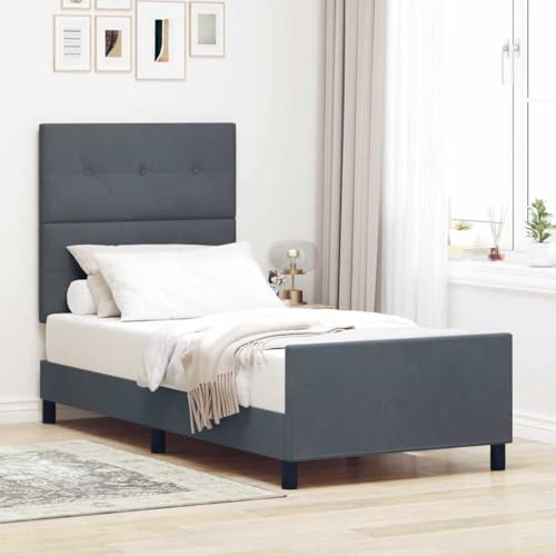 INLIFE Bettgestell mit Kopfteil Dunkelgrau 100 x 200 cm Samt,Möbel,Betten & Zubehör,Betten & Bettgestelle,Dunkelgrau,29.6 KG,3344922 von INLIFE
