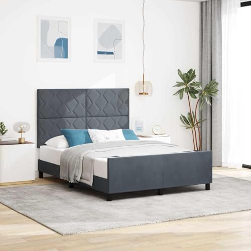 INLIFE Bettgestell mit Kopfteil Dunkelgrau 140 x 200 cm Samt,Möbel,Betten & Zubehör,Betten & Bettgestelle,Dunkelgrau,41.7 KG,3345012 von INLIFE