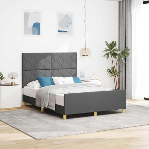 INLIFE Bettgestell mit Kopfteil Dunkelgrau 140 x 200 cm Stoff,Möbel,Betten & Zubehör,Betten & Bettgestelle,Dunkelgrau,42.6 KG,3344810 von INLIFE