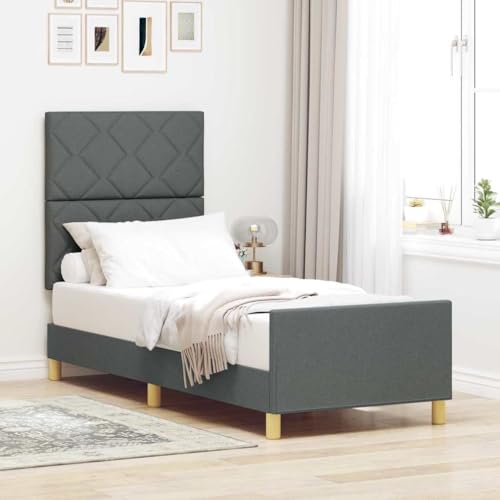 INLIFE Bettgestell mit Kopfteil Dunkelgrau 80 x 200 cm Stoff,Möbel,Betten & Zubehör,Betten & Bettgestelle,Dunkelgrau,27.3 KG,3344761 von INLIFE
