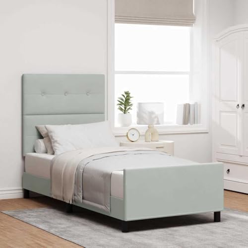 INLIFE Bettgestell mit Kopfteil Hellgrau 100 x 200 cm Samt,Möbel,Betten & Zubehör,Betten & Bettgestelle,Hellgrau,29.6 KG,3344921 von INLIFE