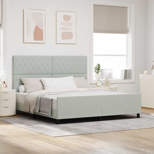 INLIFE Bettgestell mit Kopfteil Hellgrau 180 x 200 cm Samt,Möbel,Betten & Zubehör,Betten & Bettgestelle,Hellgrau,47.8 KG,3344891 von INLIFE