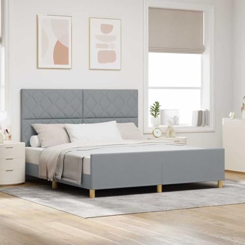 INLIFE Bettgestell mit Kopfteil Hellgrau 180 x 200 cm Stoff,Möbel,Betten & Zubehör,Betten & Bettgestelle,Hellgrau,50 KG,3344823 von INLIFE
