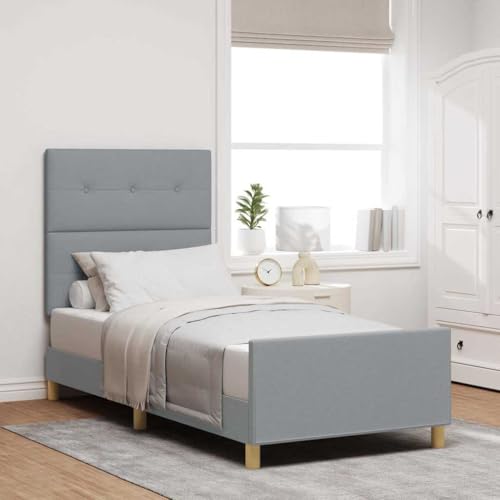 INLIFE Bettgestell mit Kopfteil Hellgrau 80 x 200 cm Stoff,Möbel,Betten & Zubehör,Betten & Bettgestelle,Hellgrau,27.3 KG,3344683 von INLIFE