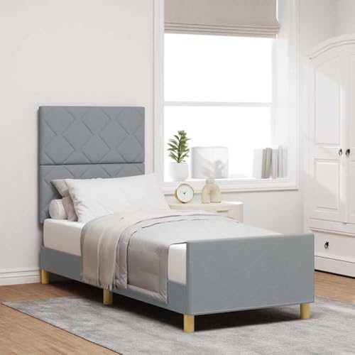 INLIFE Bettgestell mit Kopfteil Hellgrau 80 x 200 cm Stoff,Möbel,Betten & Zubehör,Betten & Bettgestelle,Hellgrau,27.3 KG,3344760 von INLIFE