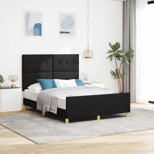 INLIFE Bettgestell mit Kopfteil Schwarz 140 x 200 cm Stoff,Möbel,Betten & Zubehör,Betten & Bettgestelle,Schwarz,42.8 KG,3344734 von INLIFE