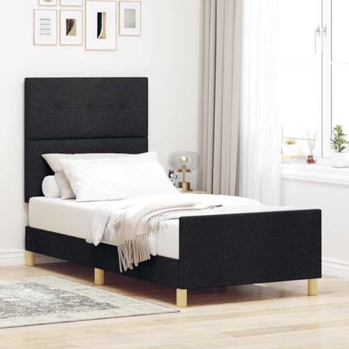 INLIFE Bettgestell mit Kopfteil Schwarz 80 x 200 cm Stoff,Möbel,Betten & Zubehör,Betten & Bettgestelle,Schwarz,27.3 KG,3344685 von INLIFE