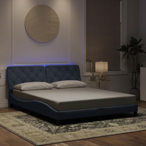 INLIFE Bettgestell mit LED ohne Matratze Dunkelgrau 160x200 cm Samt,Möbel,Betten & Zubehör,Betten & Bettgestelle,Grau,29.57 KG,3213862 von INLIFE