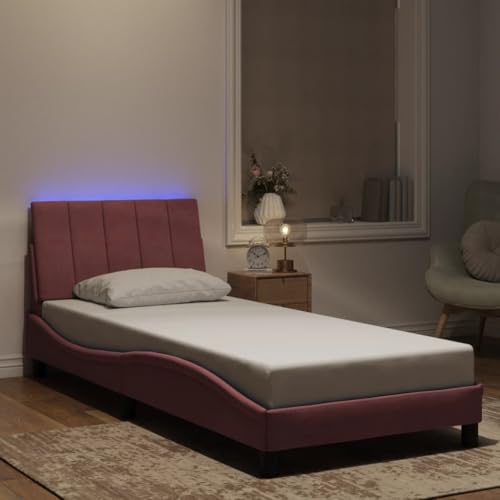 INLIFE Bettgestell mit LED ohne Matratze Hanko Rosa 90x200 cm Samt,Möbel,Betten & Zubehör,Betten & Bettgestelle,Rosa,23.38 KG,3213762 von INLIFE