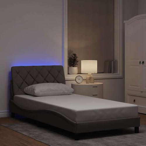 INLIFE Bettgestell mit LED ohne Matratze Taupe 100x200 cm Stoff,Möbel,Betten & Zubehör,Betten & Bettgestelle,Taupe,24.58 KG,3310654 von INLIFE
